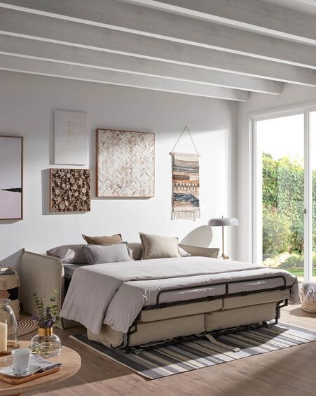 Sofá cama Samsa 2 plazas poliuretano beige 140 cm