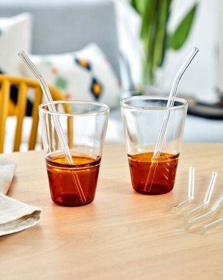 Vaso Fiorina de vidrio naranja y transparente