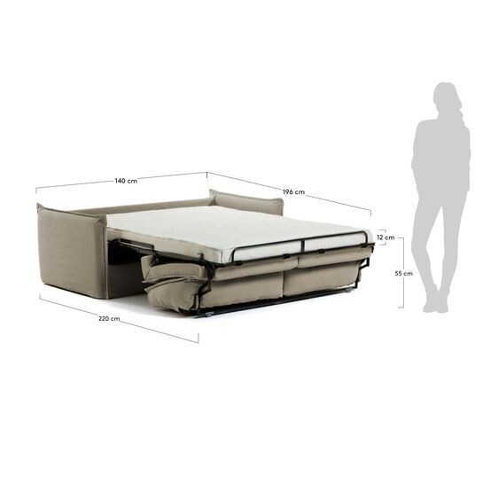 Sofá cama Samsa 2 plazas poliuretano beige 140 cm
