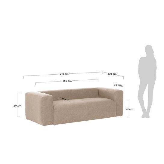 Sofá Blok 2 plazas beige 210 cm
