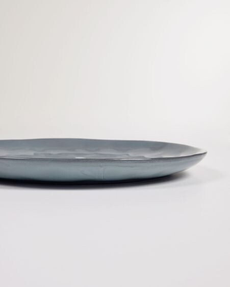 Plato plano Airena de cerámica azul