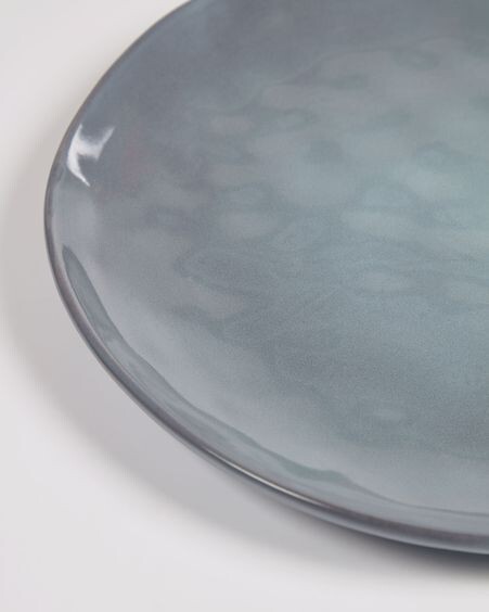 Plato plano Airena de cerámica azul