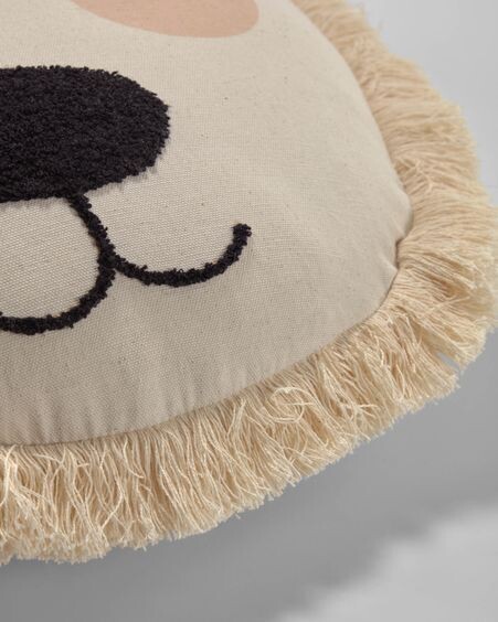 Funda de cojín león Uriana 100% algodón beige Ø 45 cm
