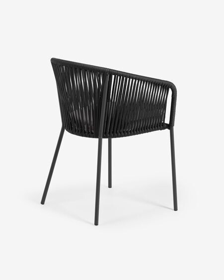 Silla Yanet de cuerda negro y patas de acero galvanizado