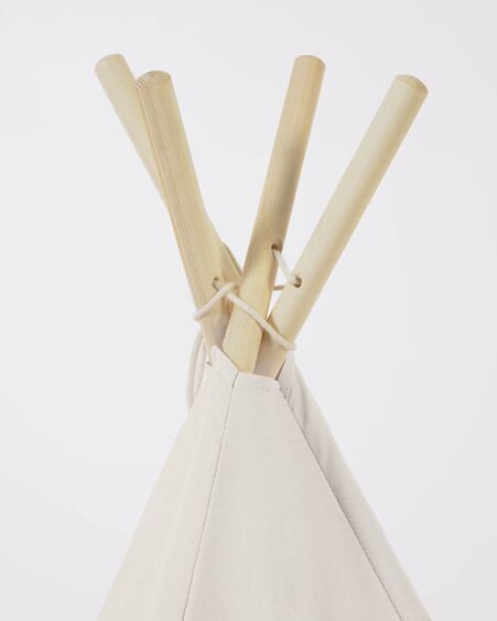 Tipi Darlyn 100% algodón blanco y patas de madera maciza de pino
