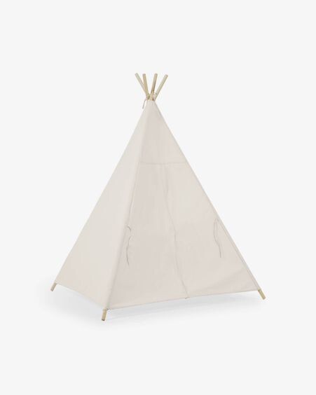 Tipi Darlyn 100% algodón blanco y patas de madera maciza de pino