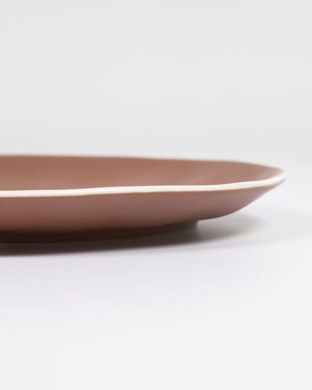 Plato plano Rin de cerámica marrón