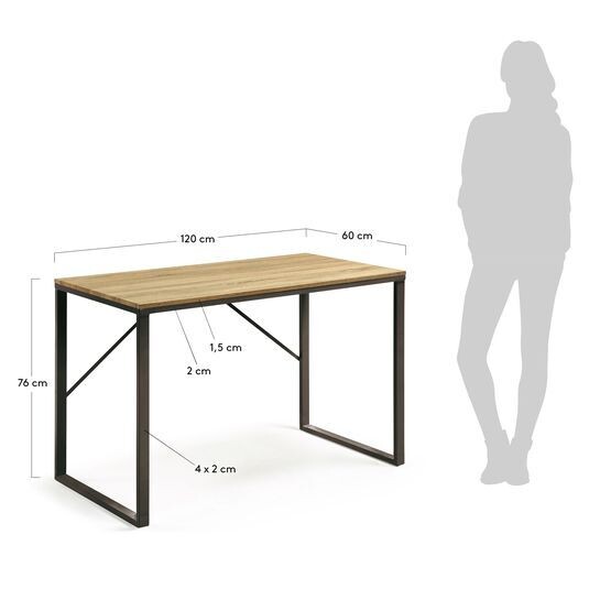Escritorio Talbot melamina acabado natural patas de acero acabado negro 120 x 60 cm