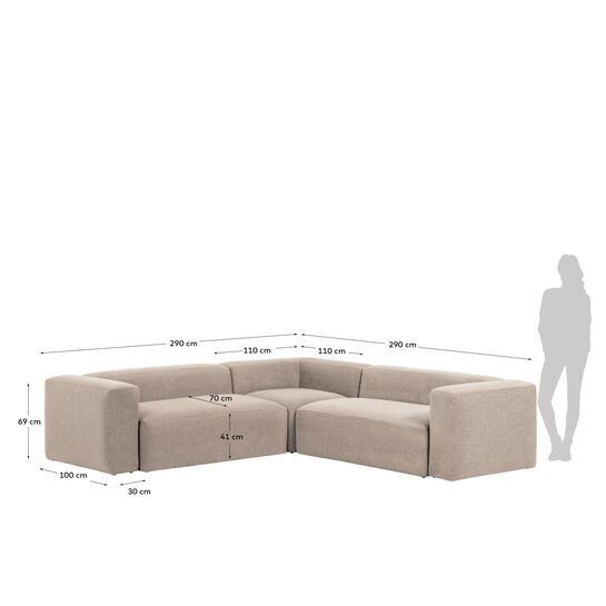 Sofá rinconero Blok 4 plazas beige 290 x 290 cm