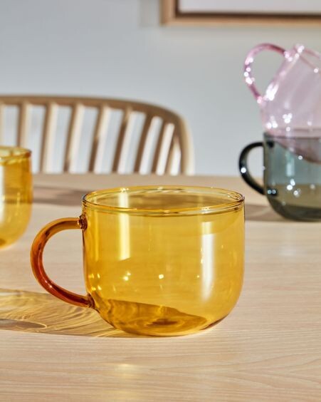 Taza de café Alahi de vidrio amarillo