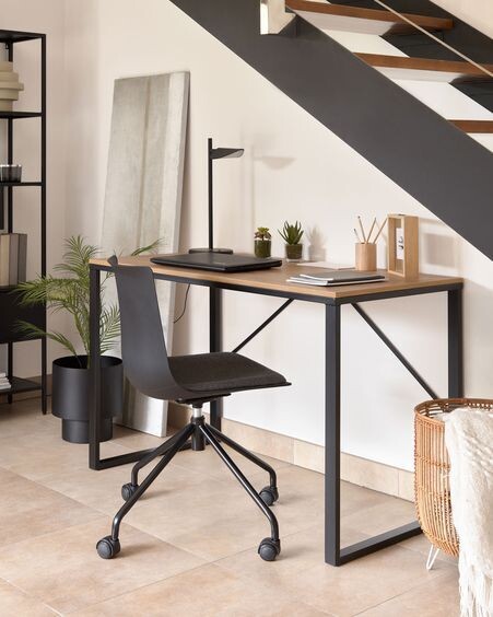 Escritorio Talbot melamina acabado natural patas de acero acabado negro 120 x 60 cm