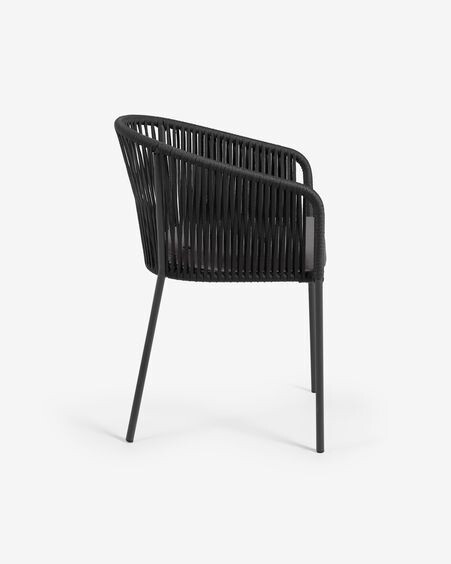 Silla Yanet de cuerda negro y patas de acero galvanizado