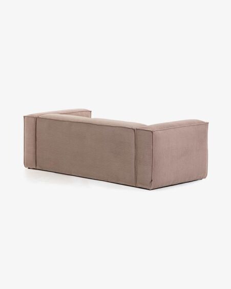 Sofá Blok 3 plazas pana gruesa rosa 240 cm