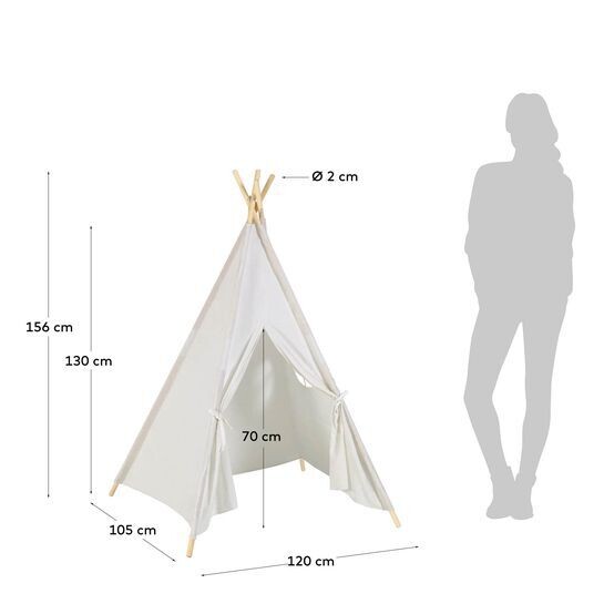 Tipi Darlyn 100% algodón blanco y patas de madera maciza de pino