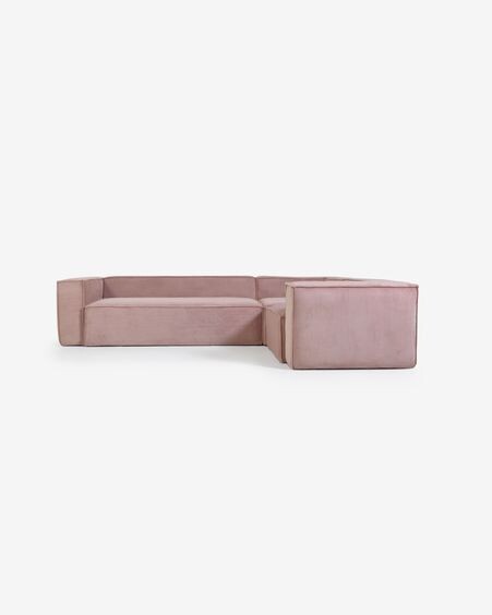 Sofá rinconero Blok 4 plazas pana rosa 320 x 230 cm