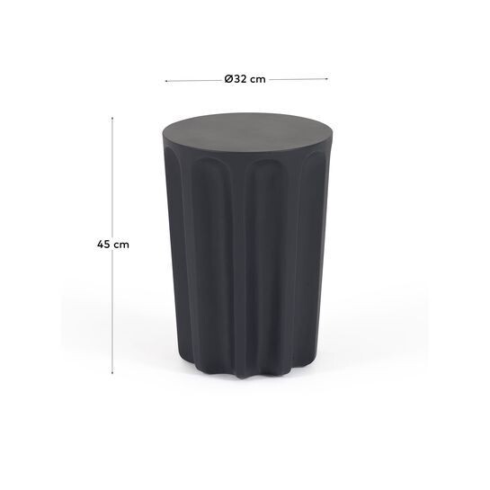 Mesa auxiliar redonda de exterior Vilandra de cemento con acabado negro Ø 32 cm