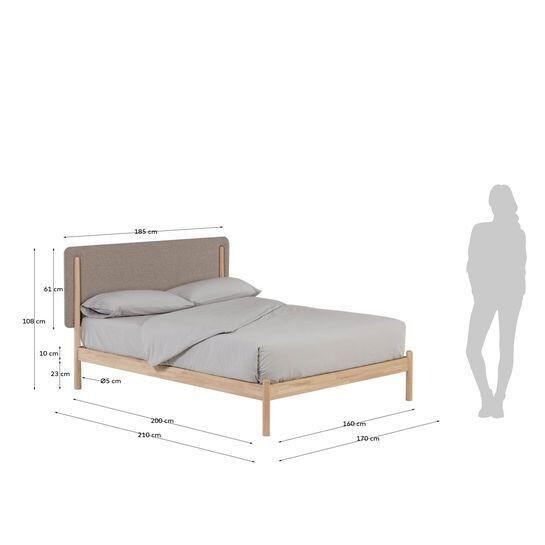 Cama Shayndel de madera maciza de caucho 160 x 200 cm