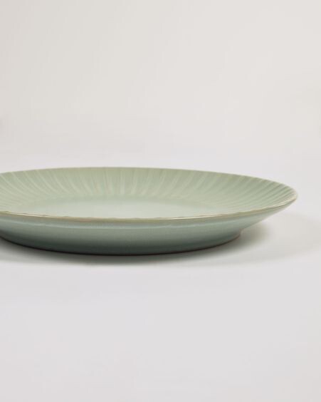 Plato plano Itziar de cerámica verde