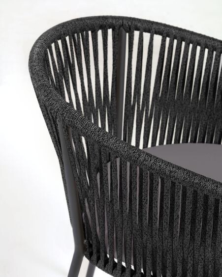 Silla Yanet de cuerda negro y patas de acero galvanizado