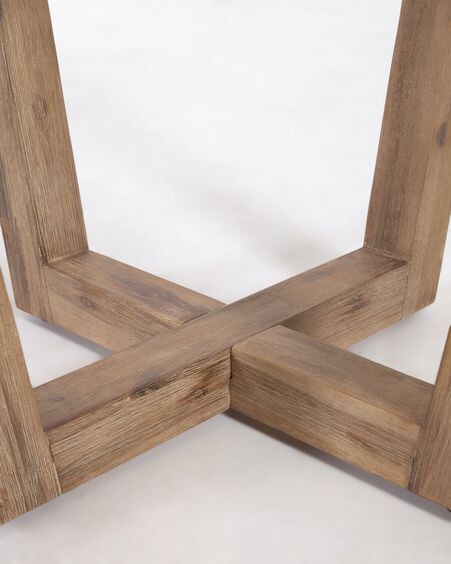 Mesa redonda Shanelle de terrazo negro y madera maciza acacia Ø 120 cm