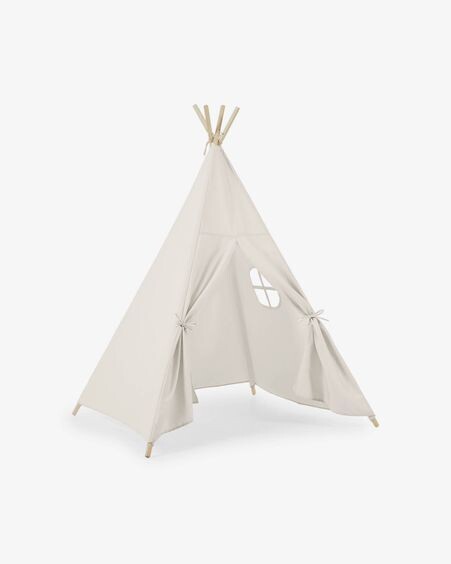 Tipi Darlyn 100% algodón blanco y patas de madera maciza de pino