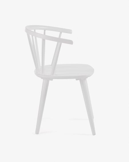 Silla Trise DM y madera maciza de caucho lacado blanco