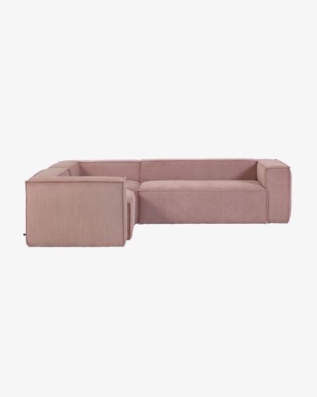 Sofá rinconero Blok 4 plazas pana rosa 320 x 230 cm