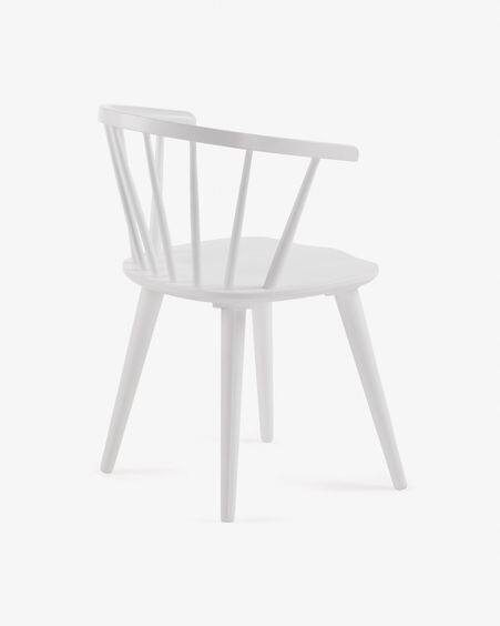 Silla Trise DM y madera maciza de caucho lacado blanco