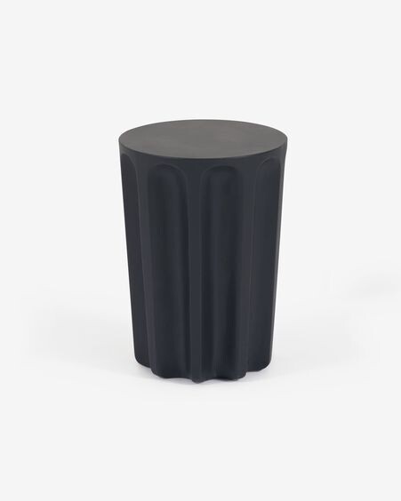 Mesa auxiliar redonda de exterior Vilandra de cemento con acabado negro Ø 32 cm