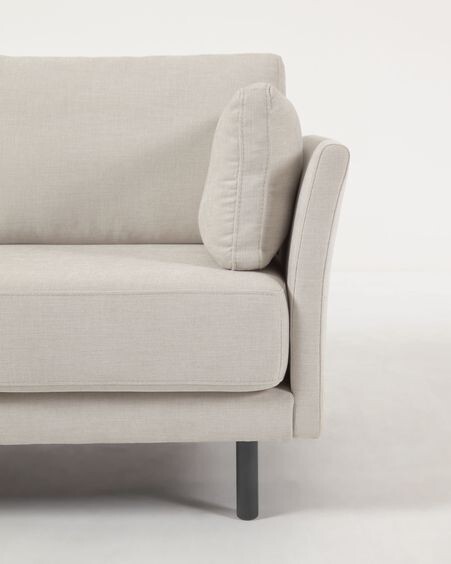 Sofá Gilma 2 plazas beige y patas acabado negro 170 cm
