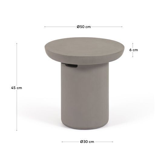 Mesa auxiliar redonda de exterior Taimi de cemento Ø 50 cm