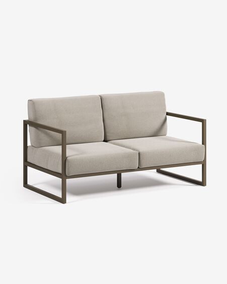 Sofá 100% exterior Comova 2 plazas gris claro y de aluminio verde 150 cm