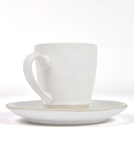 Taza de café con plato Ryba de cerámica blanco y marrón