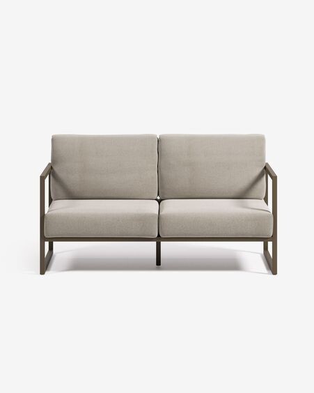 Sofá 100% exterior Comova 2 plazas gris claro y de aluminio verde 150 cm
