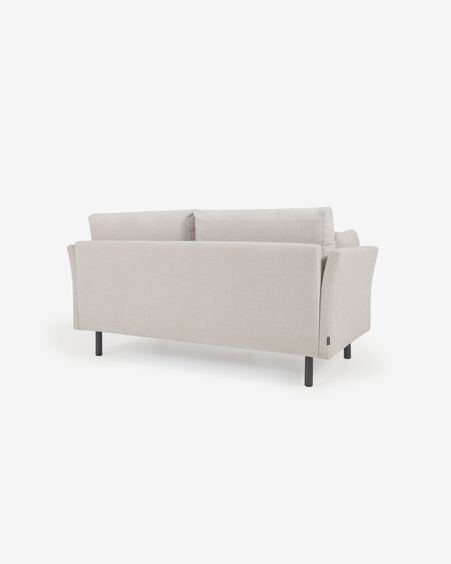 Sofá Gilma 2 plazas beige y patas acabado negro 170 cm
