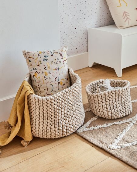 Set Lucinna de 2 cestas 100% algodón blanco