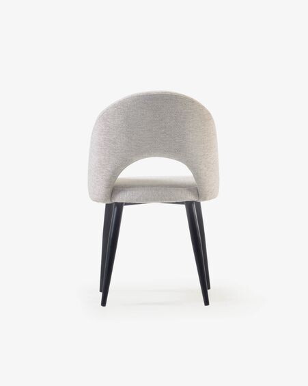 Silla Mael beige y patas de acero con acabado negro