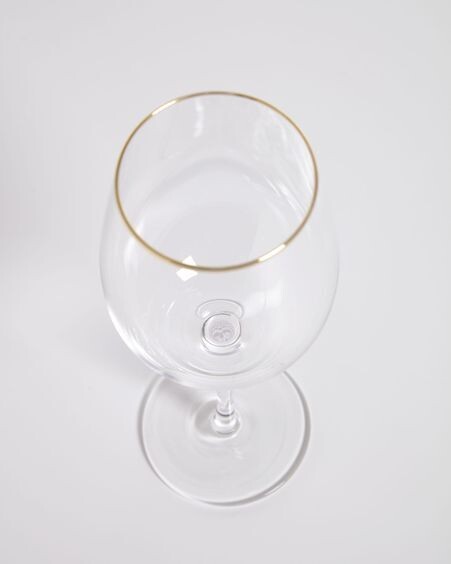 Copa de vino Rasine de cristal transparente y detalle dorado 50 cl