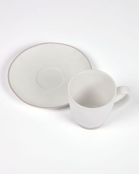 Taza de café con plato Ryba de cerámica blanco y marrón