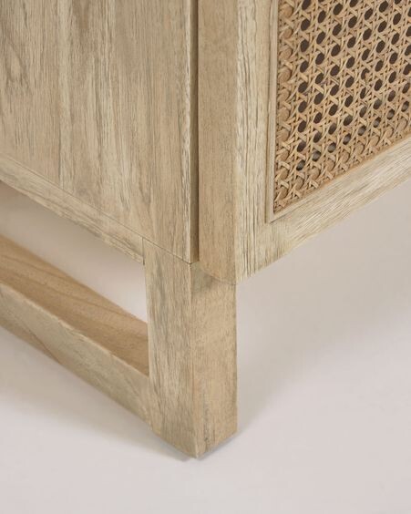 Mueble TV Rexit de madera maciza y chapa mindi con ratán 180 x 50 cm