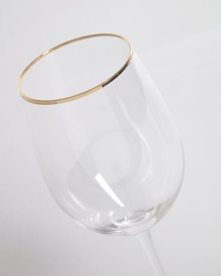 Copa de vino Rasine de cristal transparente y detalle dorado 50 cl