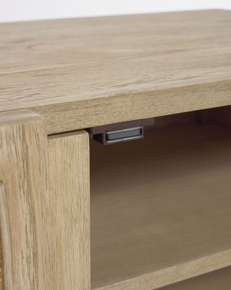 Mueble TV Rexit de madera maciza y chapa mindi con ratán 180 x 50 cm