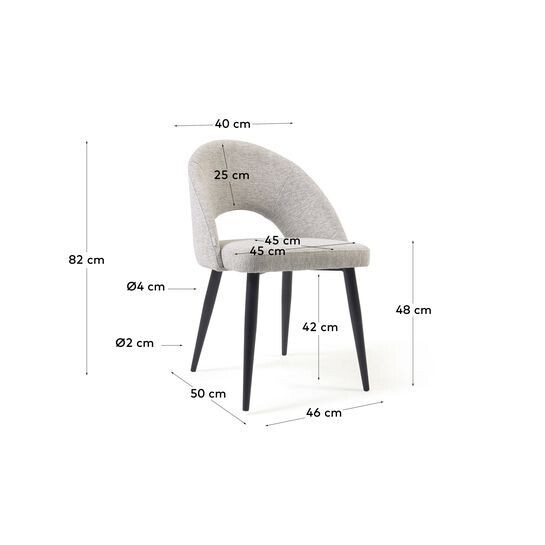 Silla Mael beige y patas de acero con acabado negro