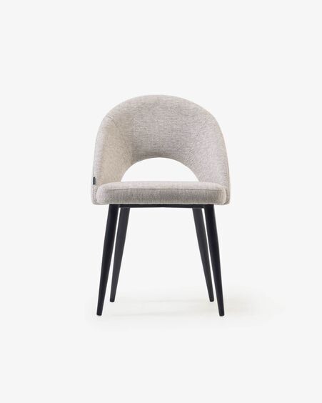 Silla Mael beige y patas de acero con acabado negro