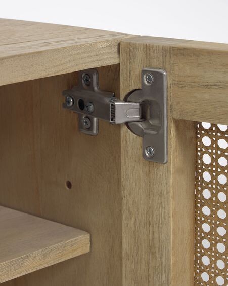 Mueble TV Rexit de madera maciza y chapa mindi con ratán 180 x 50 cm