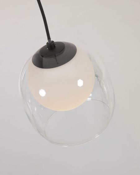 Lámpara de techo Belkis de cristal y metal con acabado negro