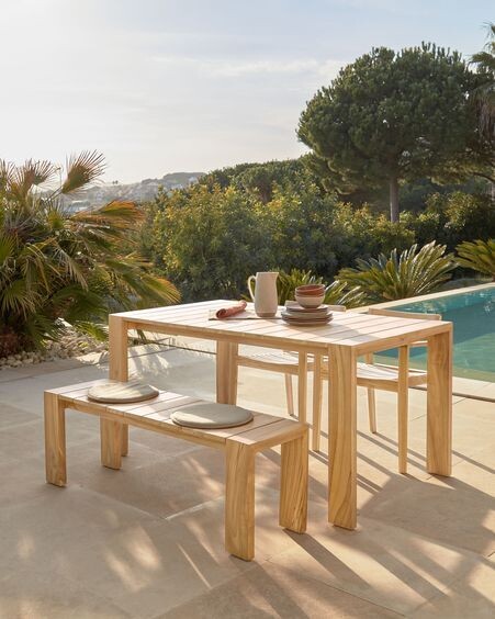 Banco de exterior Victoire de madera maciza de teca 135 cm