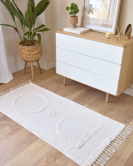 Alfombra Bernabela 100% algodón beige 70 x 140 cm
