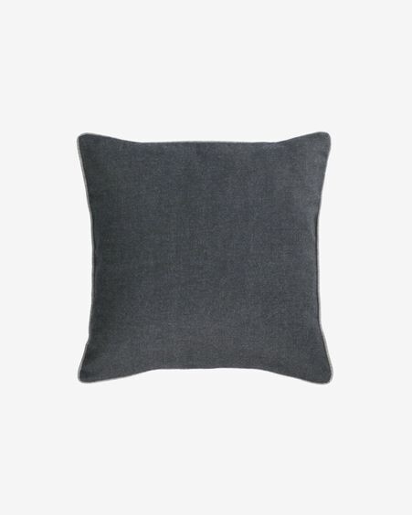 Funda cojín Alcara negro con borde gris 45 x 45 cm
