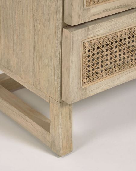Armario Rexit madera maciza y chapa mindi con ratán 90 x 160 cm